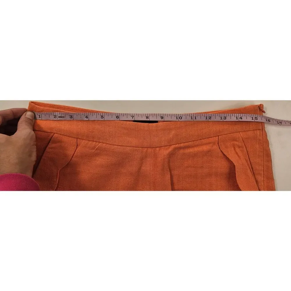 Cynthia Rowley orange sherbet linen blend scalloped summer preppy shorts sz 4